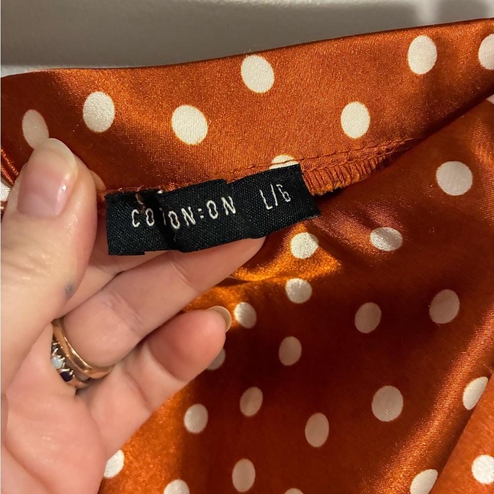 Orange white polka dot skirt - Picture 2 of 2